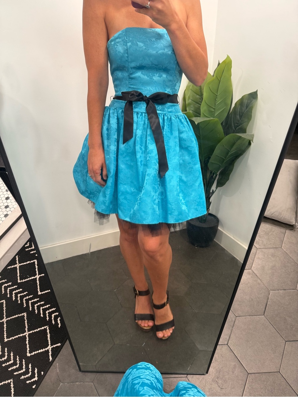 Jessica McClintock Teal Satin Dress Lining